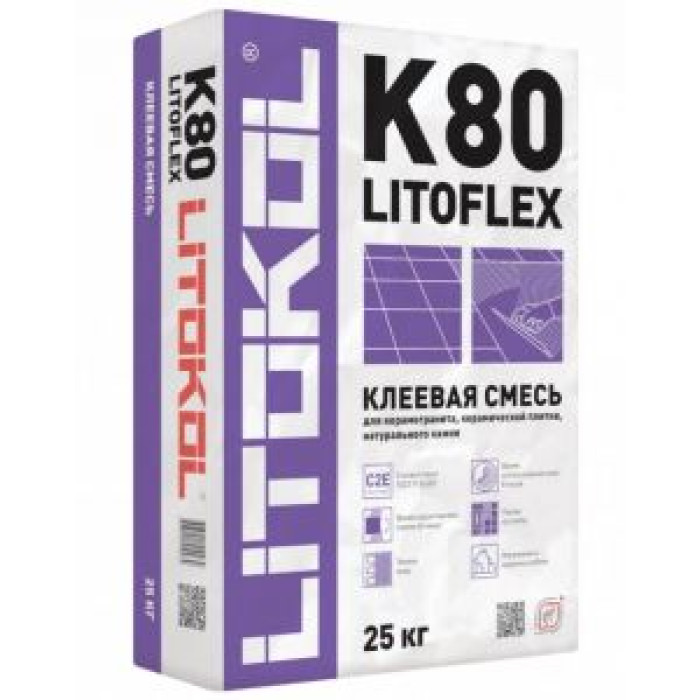 Клей для керамической плитки и керамогранита Litokol Litoflex K80 (серый) 25 кг Клей для керамической плитки и керамогранита Litokol Litoflex K80 (серый) 25 кг